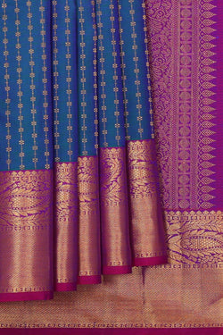 Image of Arani Silk Peacock Blue Saree