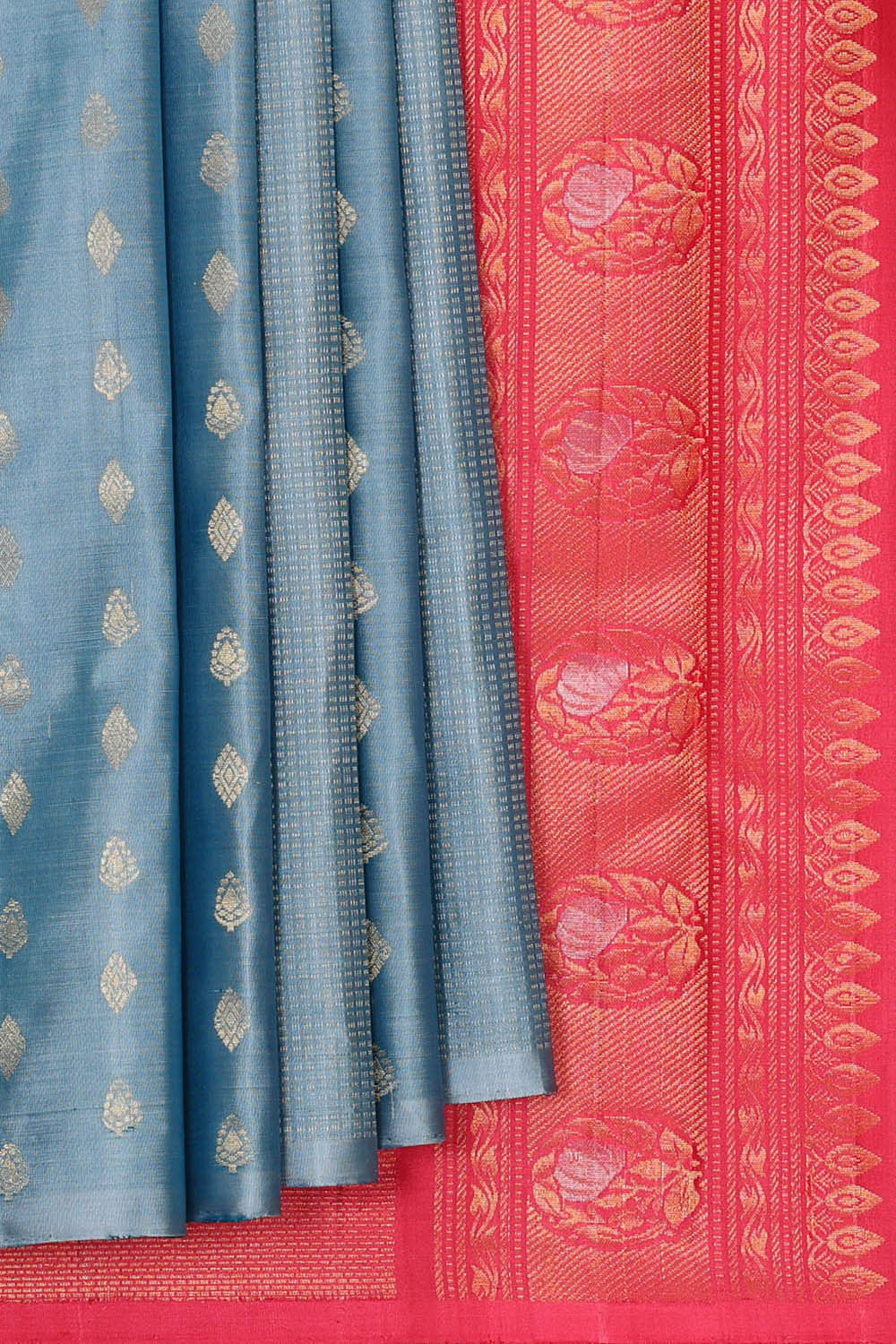 Kanchipattu Dewy Blue Brocade Saree