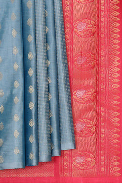 Image of Kanchipattu Dewy Blue Brocade Saree