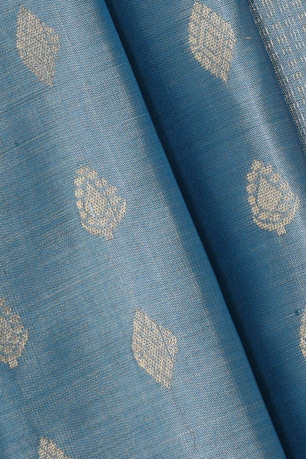 Kanchipattu Dewy Blue Brocade Saree