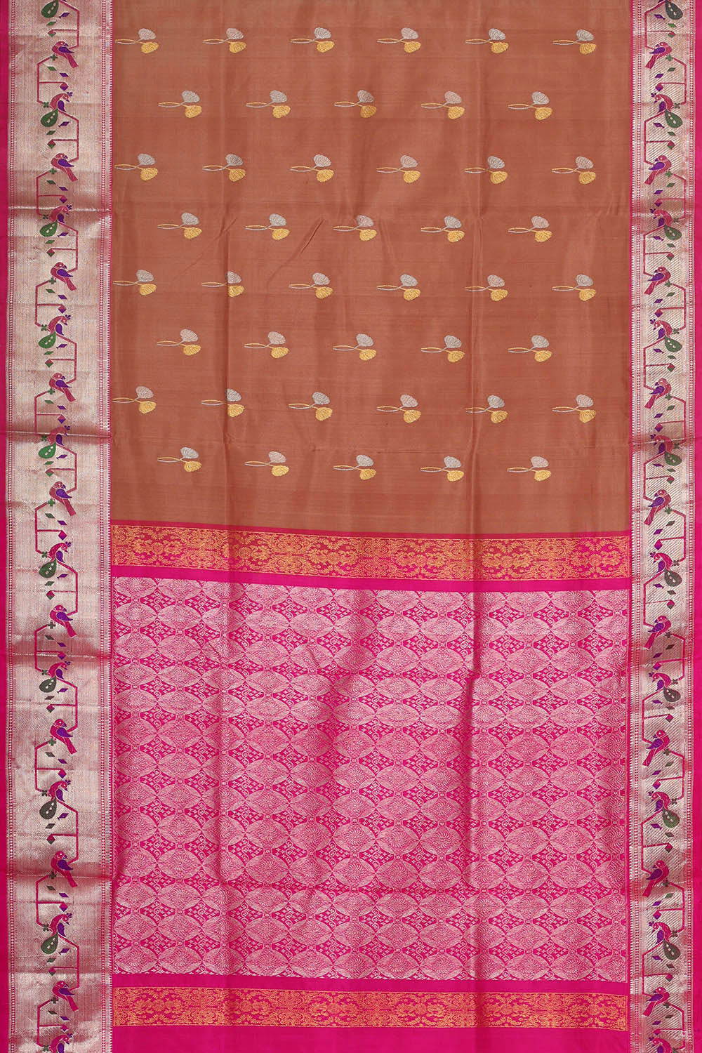 Image of Venkatagiri Silk Brown Saree