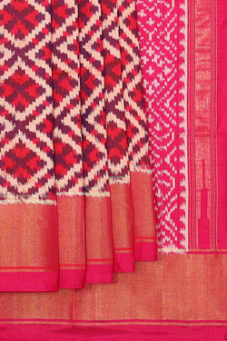 Image of Ikat Silk Dark Magenta Saree