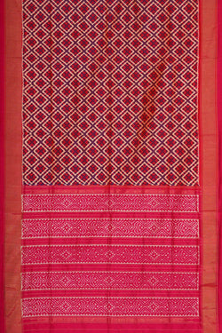 Image of Ikat Silk Dark Magenta Saree