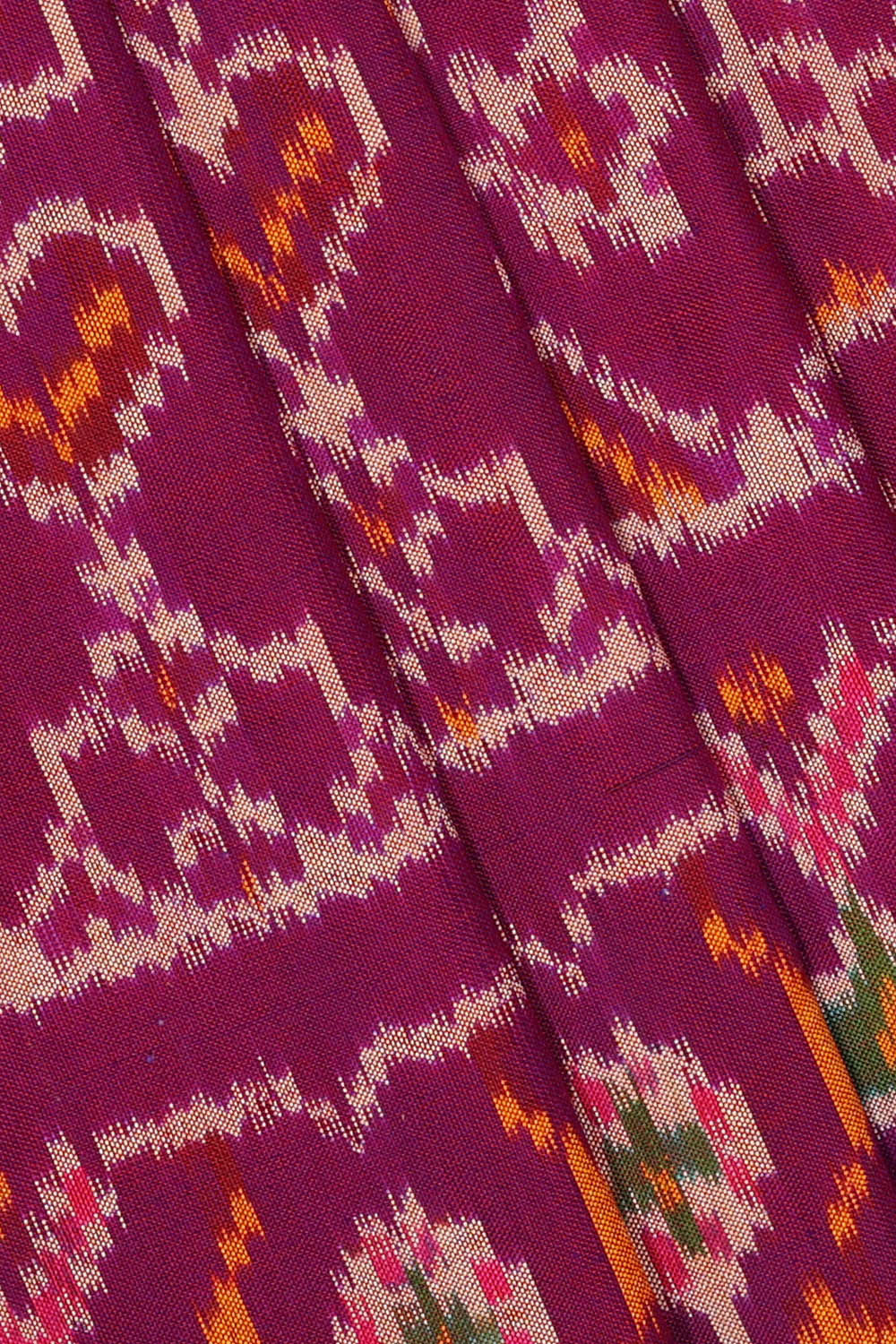 Ikat Silk Dark Red Saree