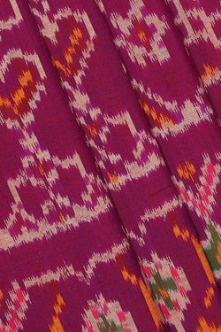 Image of Ikat Silk Dark Red Saree