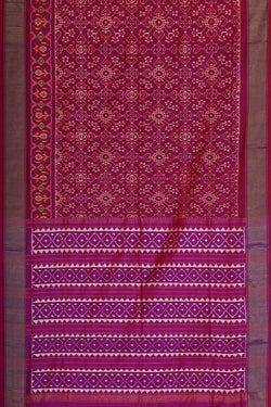 Image of Ikat Silk Dark Red Saree