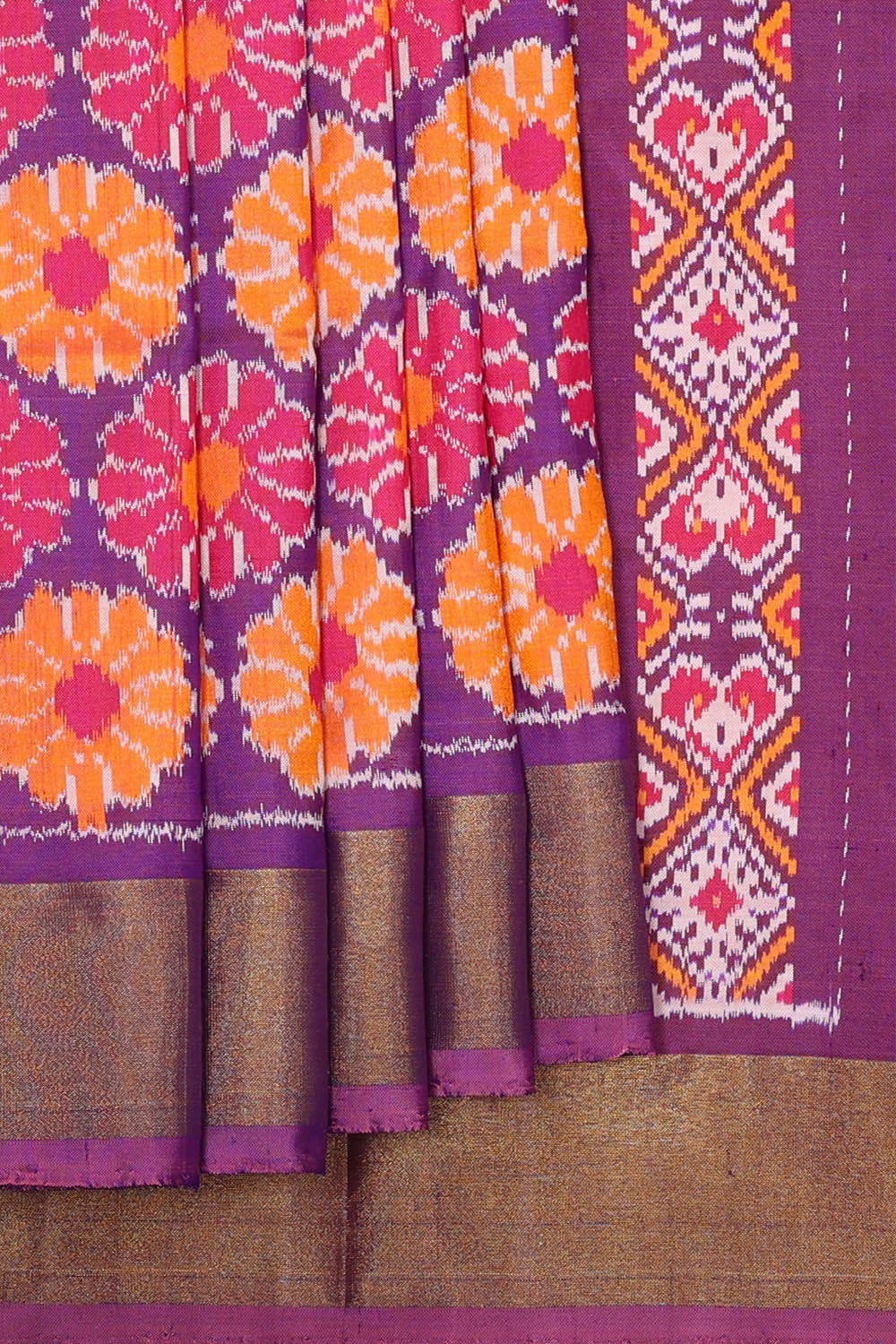 Ikat Silk Purple Saree