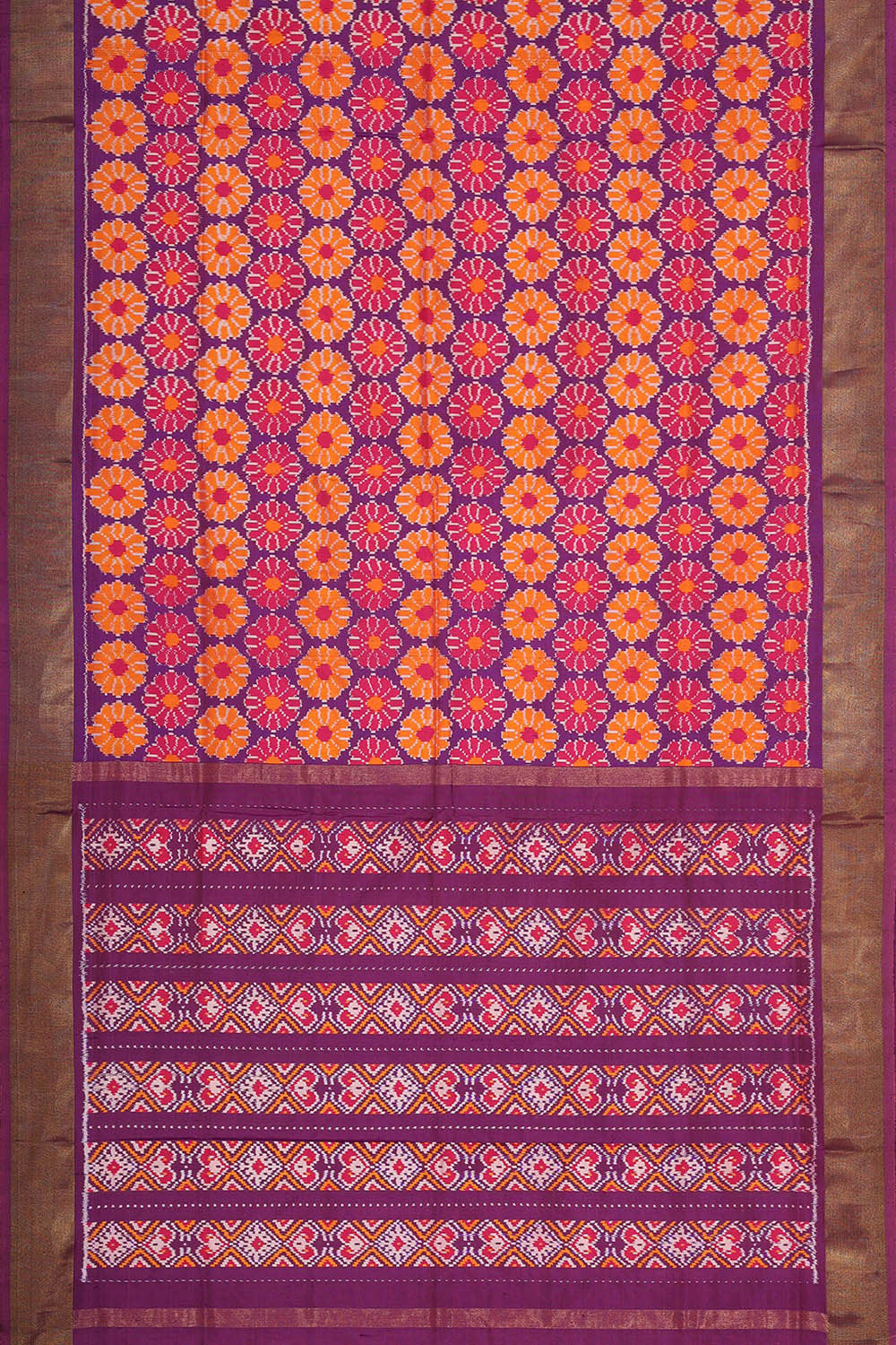 Ikat Silk Purple Saree