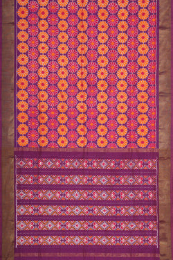 Image of Ikat Silk Purple Saree