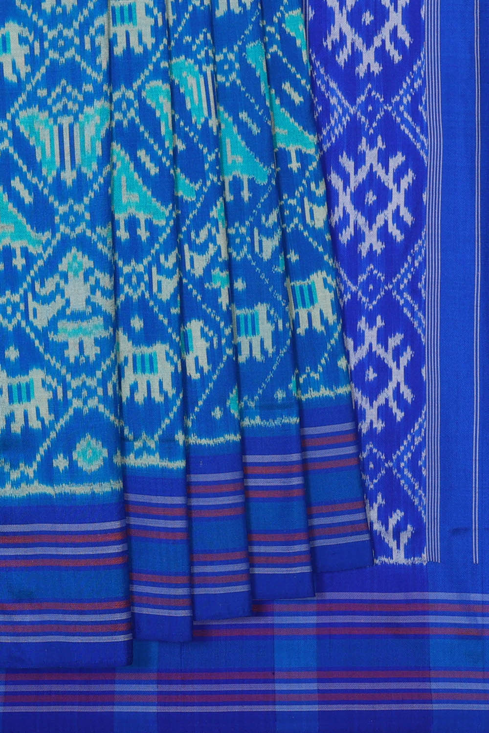 Ikat Silk Royal Blue Saree