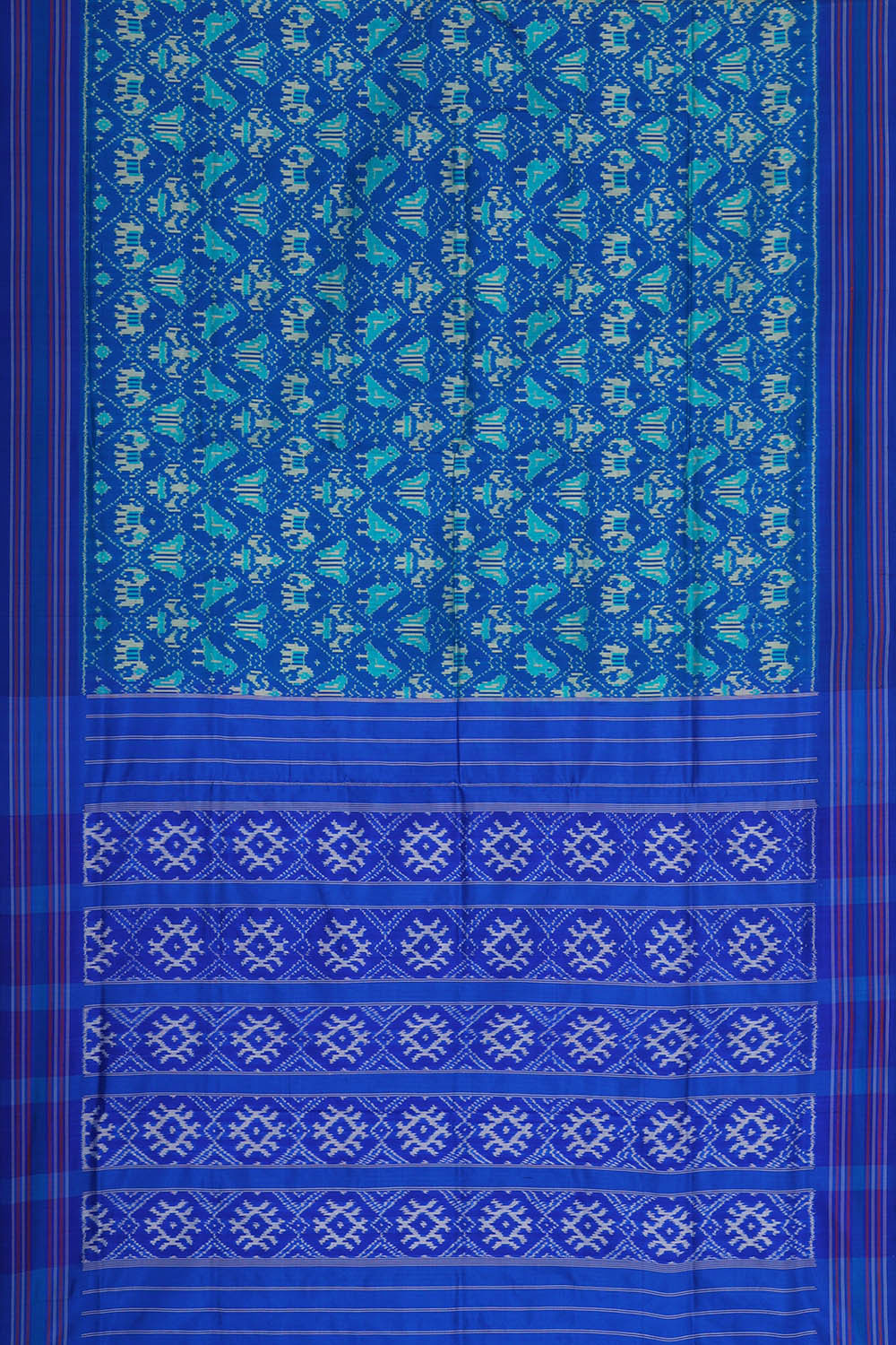 Ikat Silk Royal Blue Saree