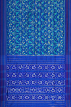 Image of Ikat Silk Royal Blue Saree