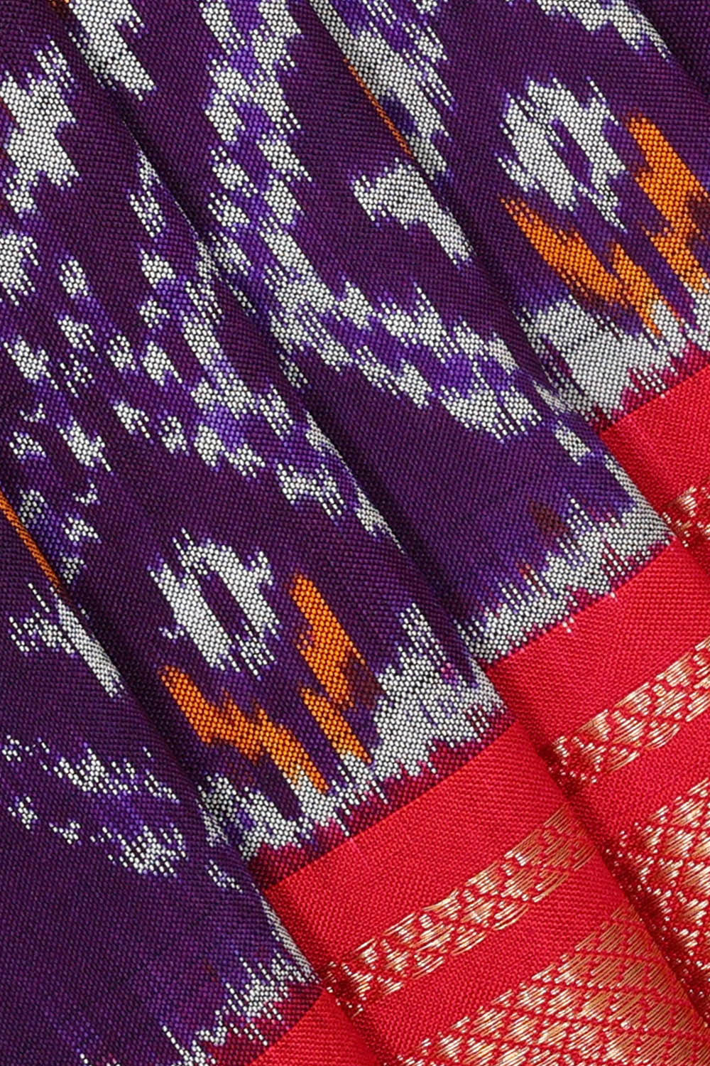 Ikat Silk Violet Saree