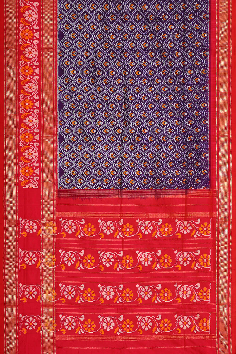 Ikat Silk Violet Saree