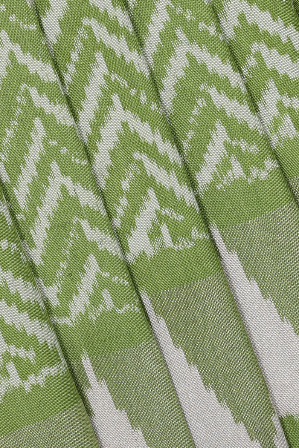 Ikat Silk Golden Green Saree