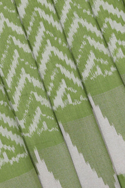 Image of Ikat Silk Golden Green Saree