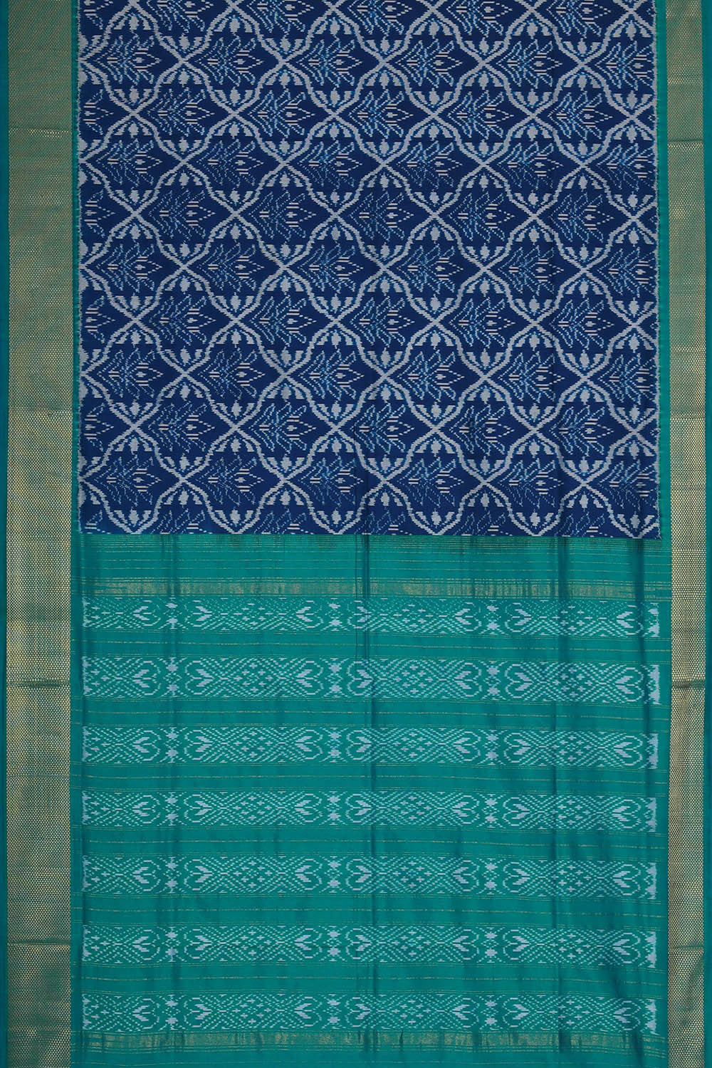 Ikat Silk Dark Blue Saree