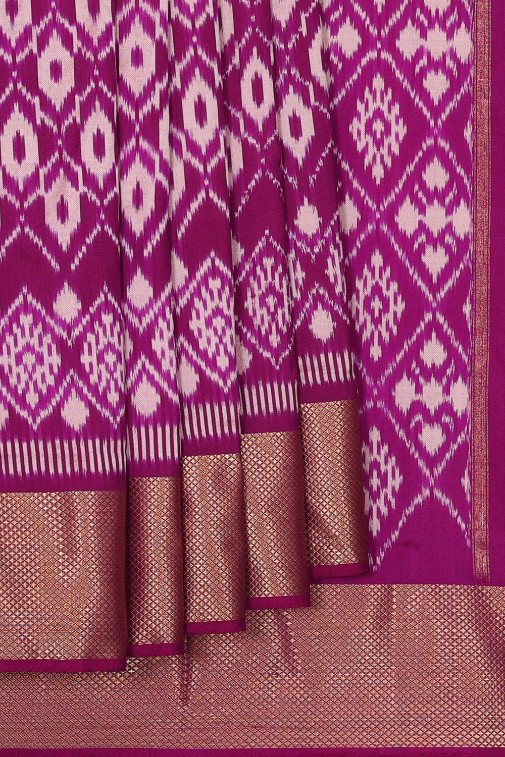 Ikat Silk Magenta Saree