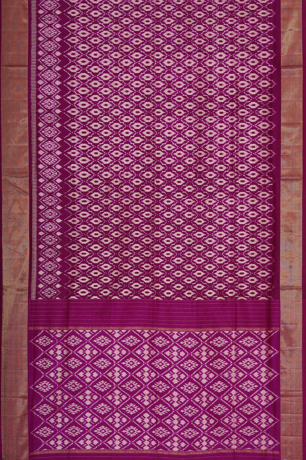 Ikat Silk Magenta Saree