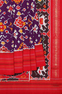 Image of Ikat Silk Violet Saree