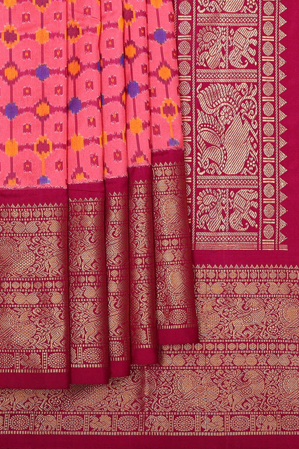 Kanchi Ikat Pink Saree