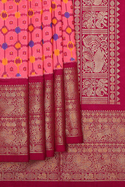 Image of Kanchi Ikat Pink Saree