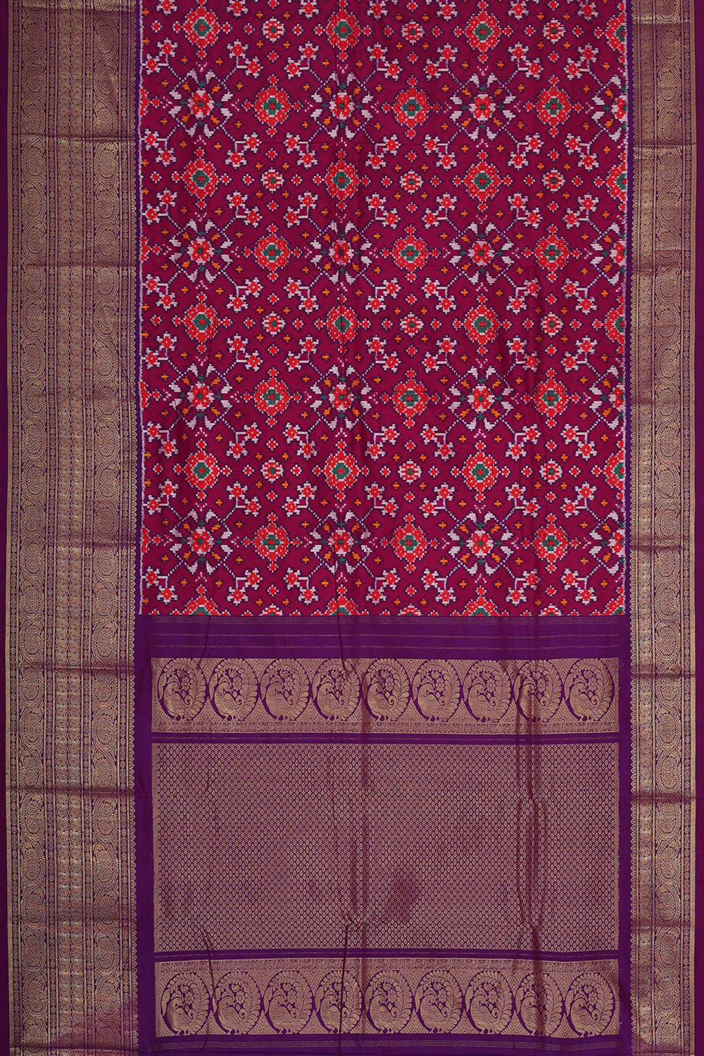 Kanchi Ikat Dark Red Saree