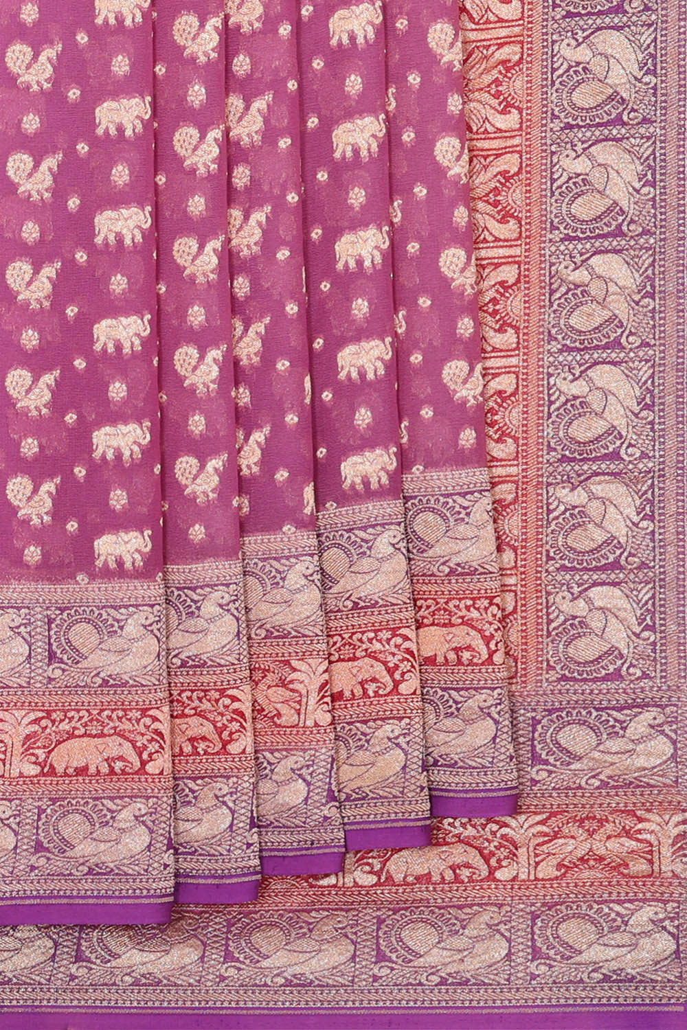 Banarasi Georgette Onion Pink Saree