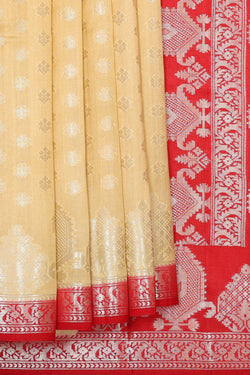 Image of Banarasi Chiniya Silk Cream Saree