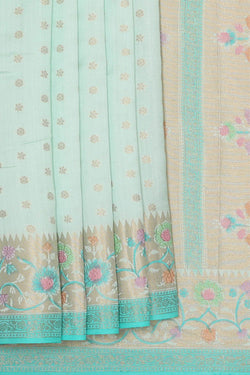 Image of Banarasi Chiniya Silk Ice Blue Saree