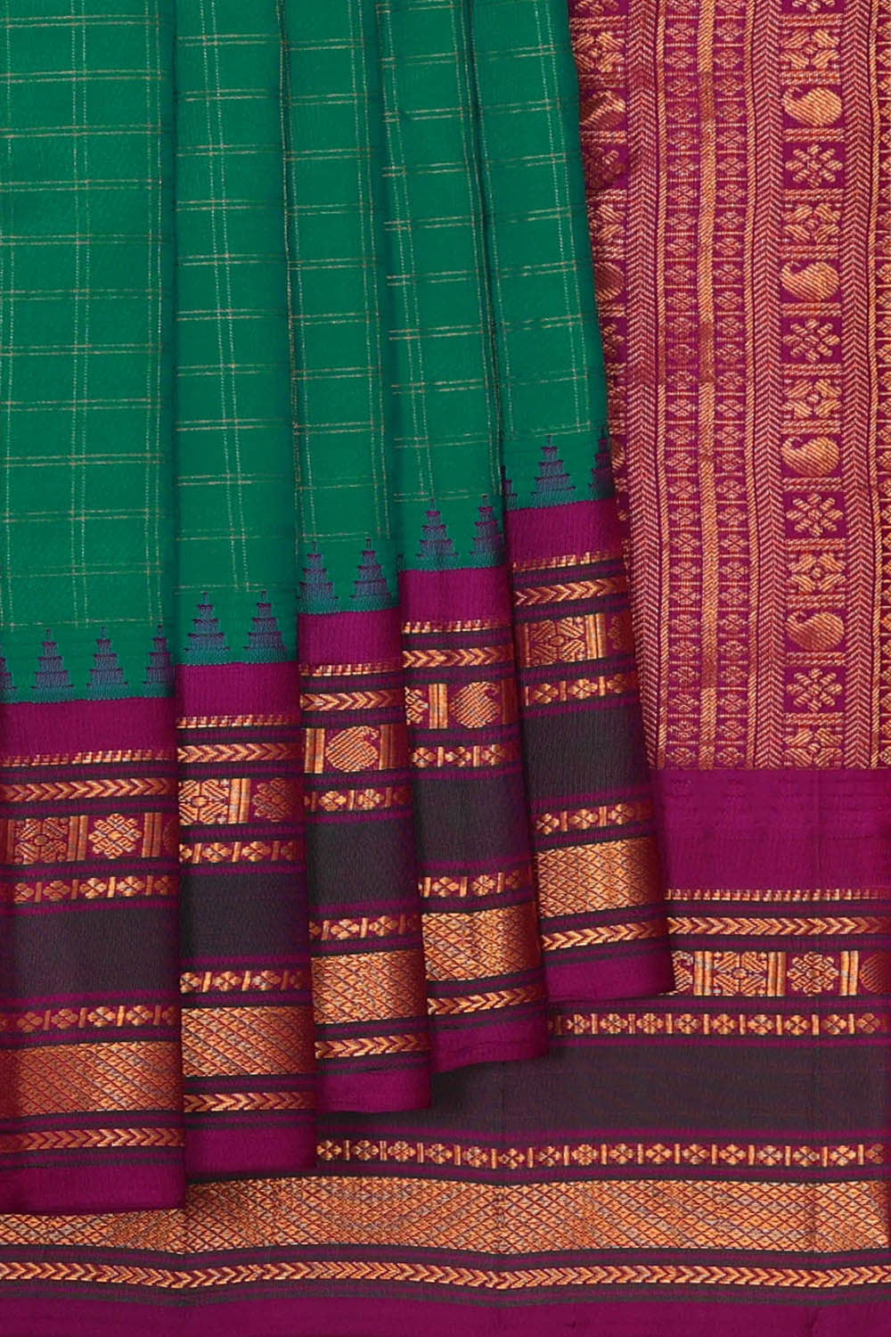 Gadwal Silk Teal Green Saree