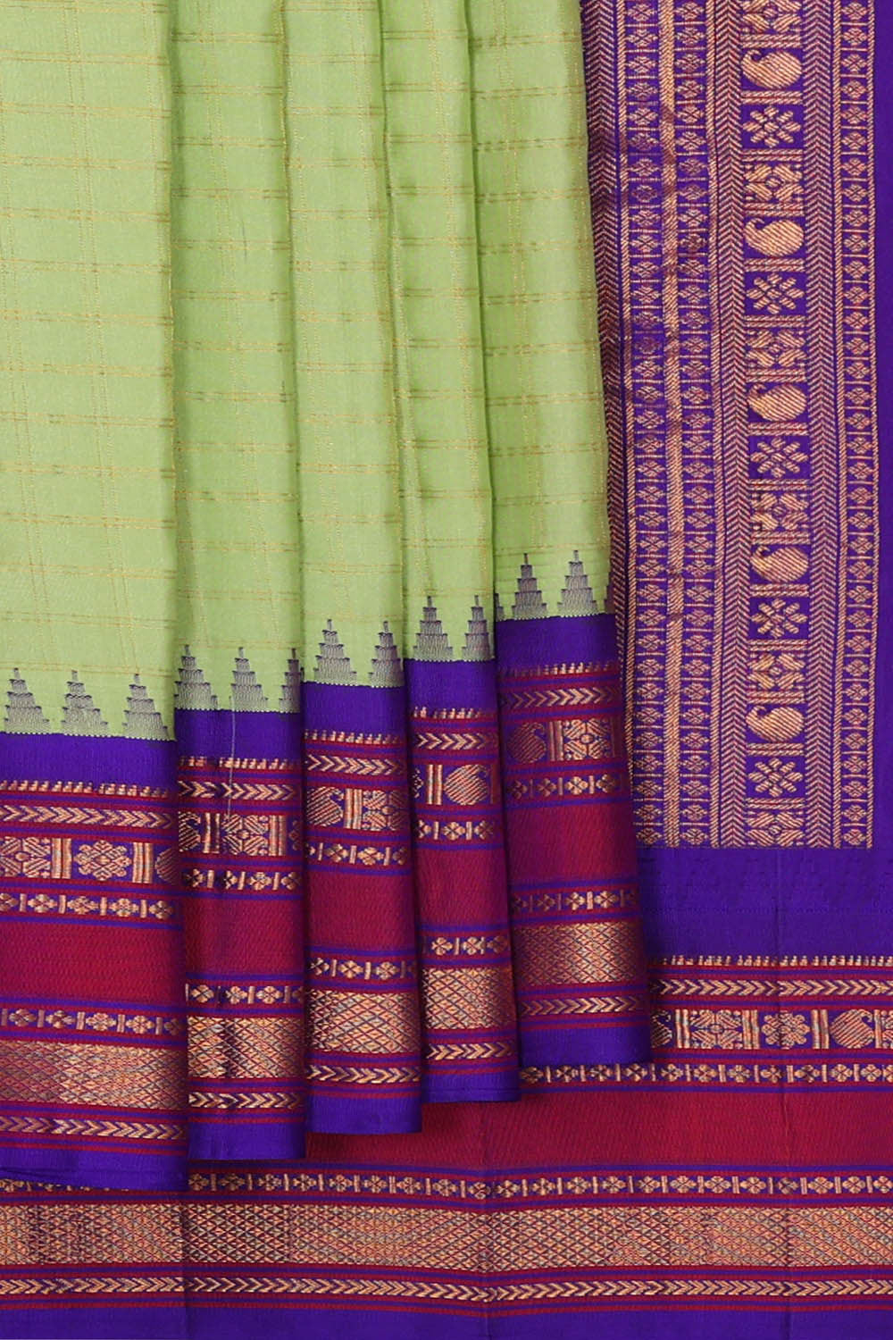 Gadwal Silk Light Pista Green Saree