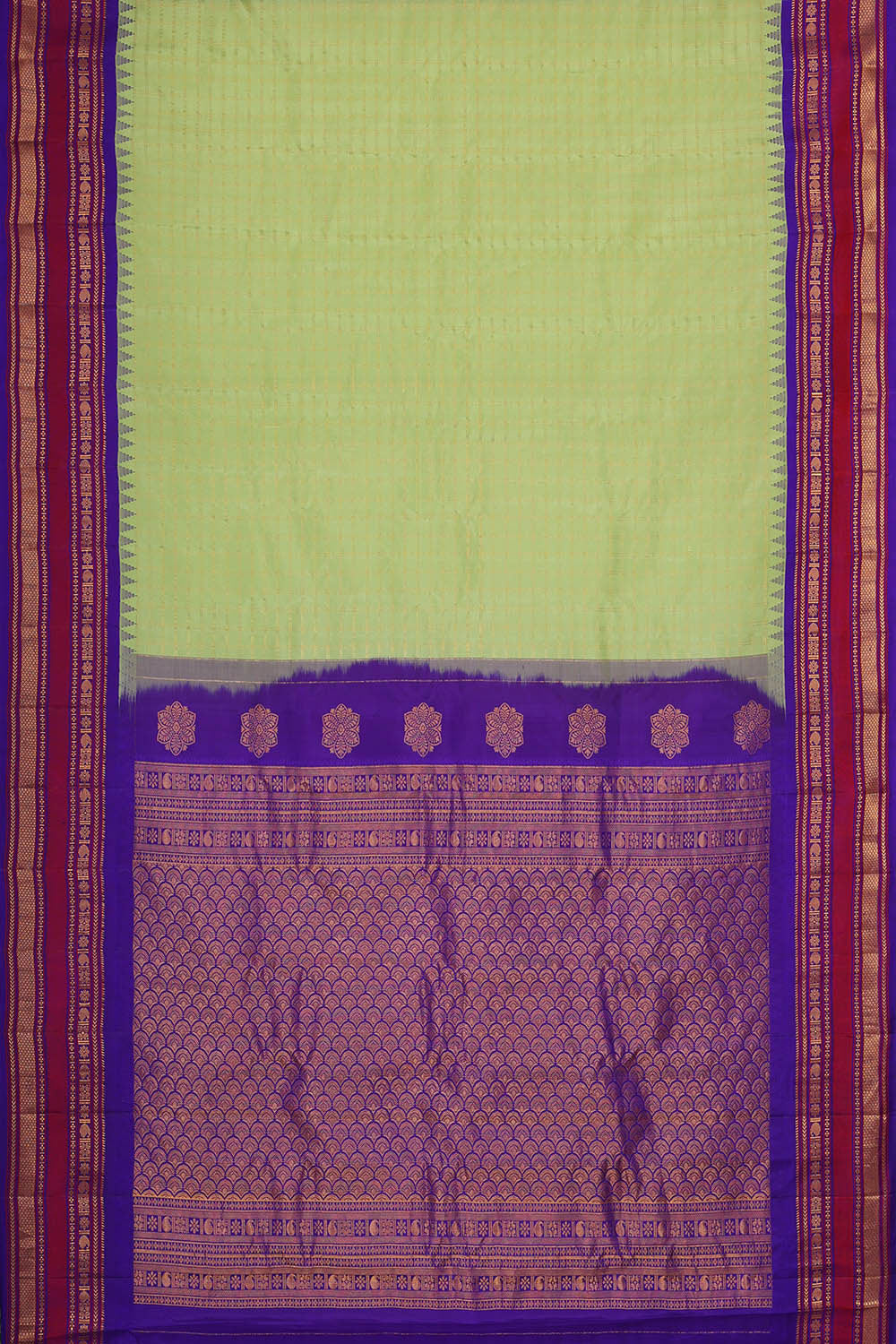 Gadwal Silk Light Pista Green Saree