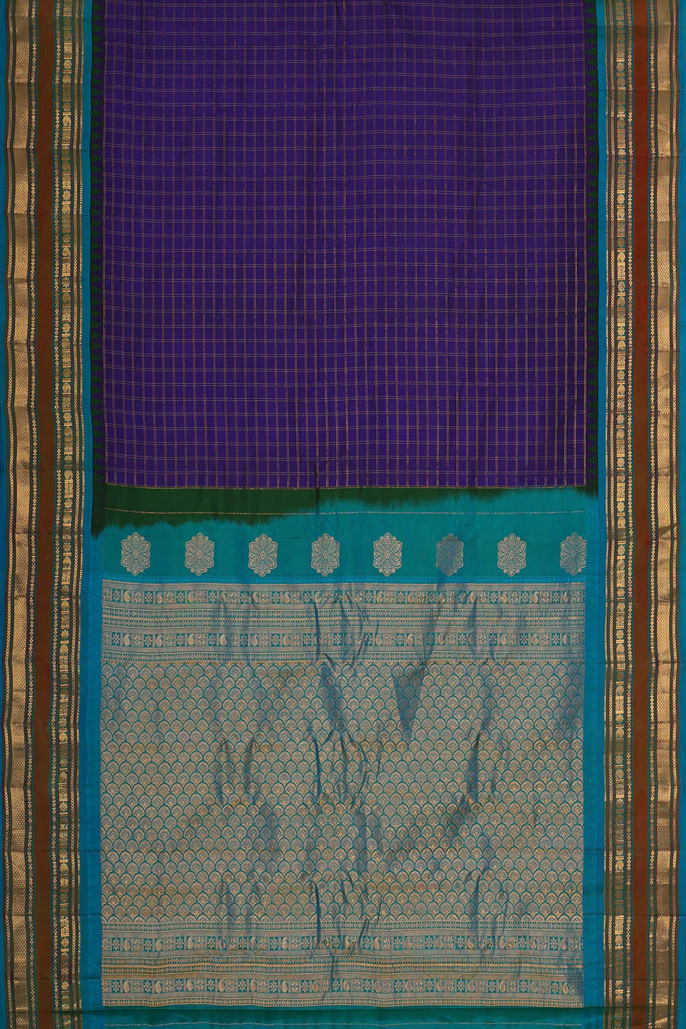 Gadwal Silk Navy Blue Saree