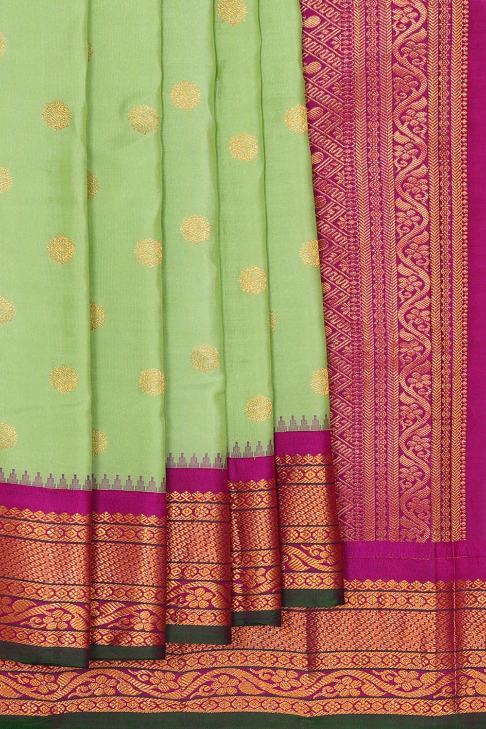 Gadwal Silk Pista Green Saree