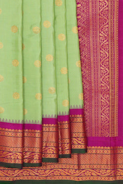 Image of Gadwal Silk Pista Green Saree