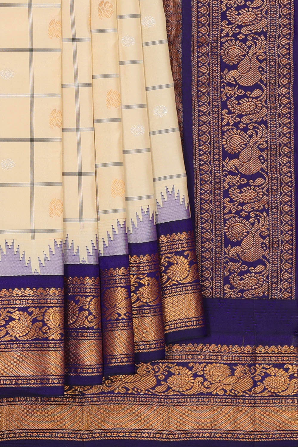 Gadwal Silk Cream Saree