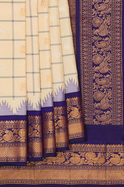 Image of Gadwal Silk Cream Saree