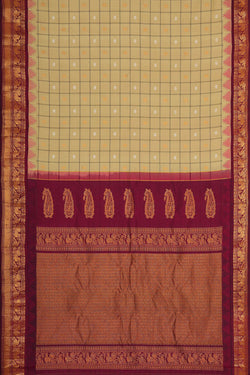 Image of Gadwal Silk Dark Cream Saree