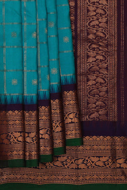 Image of Gadwal Silk Teal Blue Saree