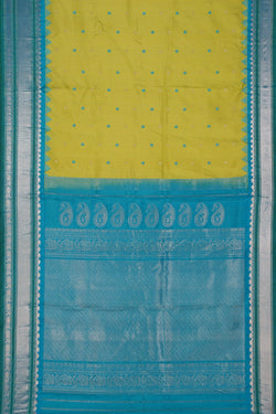 Image of Gadwal Silk Spring Green Kattam Saree