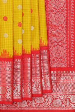 Image of Gadwal Silk Yellow Saree