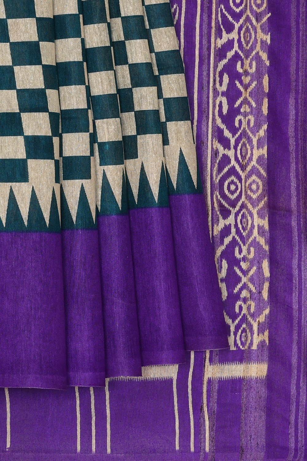 Image of Moonga Tussar Silk Cream Saree
