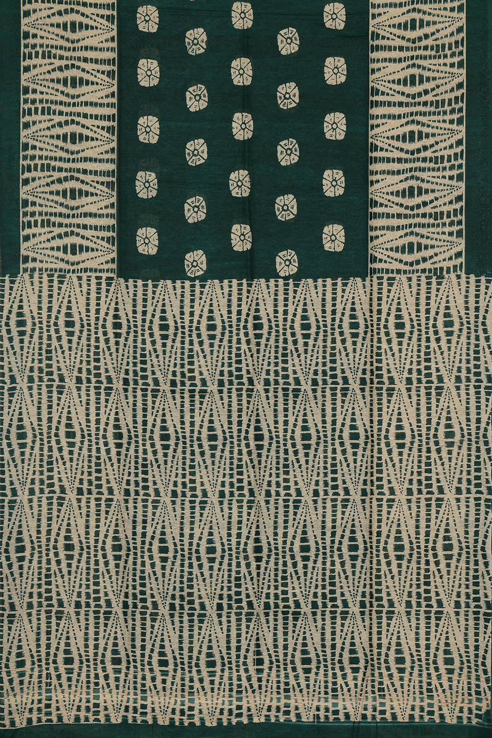 Image of Moonga Tussar Silk Dark Green Saree