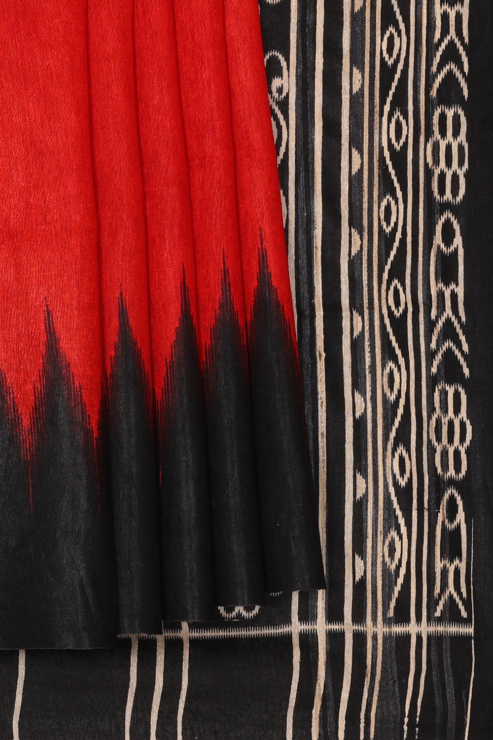 Image of Moonga Tussar Silk Red Saree