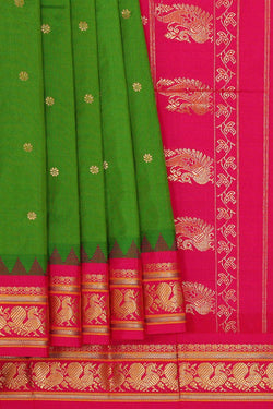 Image of Narayanpet Silk Leaf Green Saree