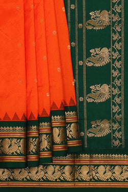Image of Narayanpet Silk Orange Saree