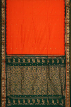 Image of Narayanpet Silk Orange Saree