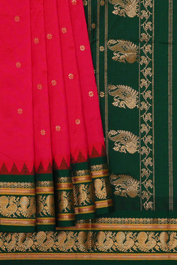 Image of Narayanpet Silk Reddish Pink Saree