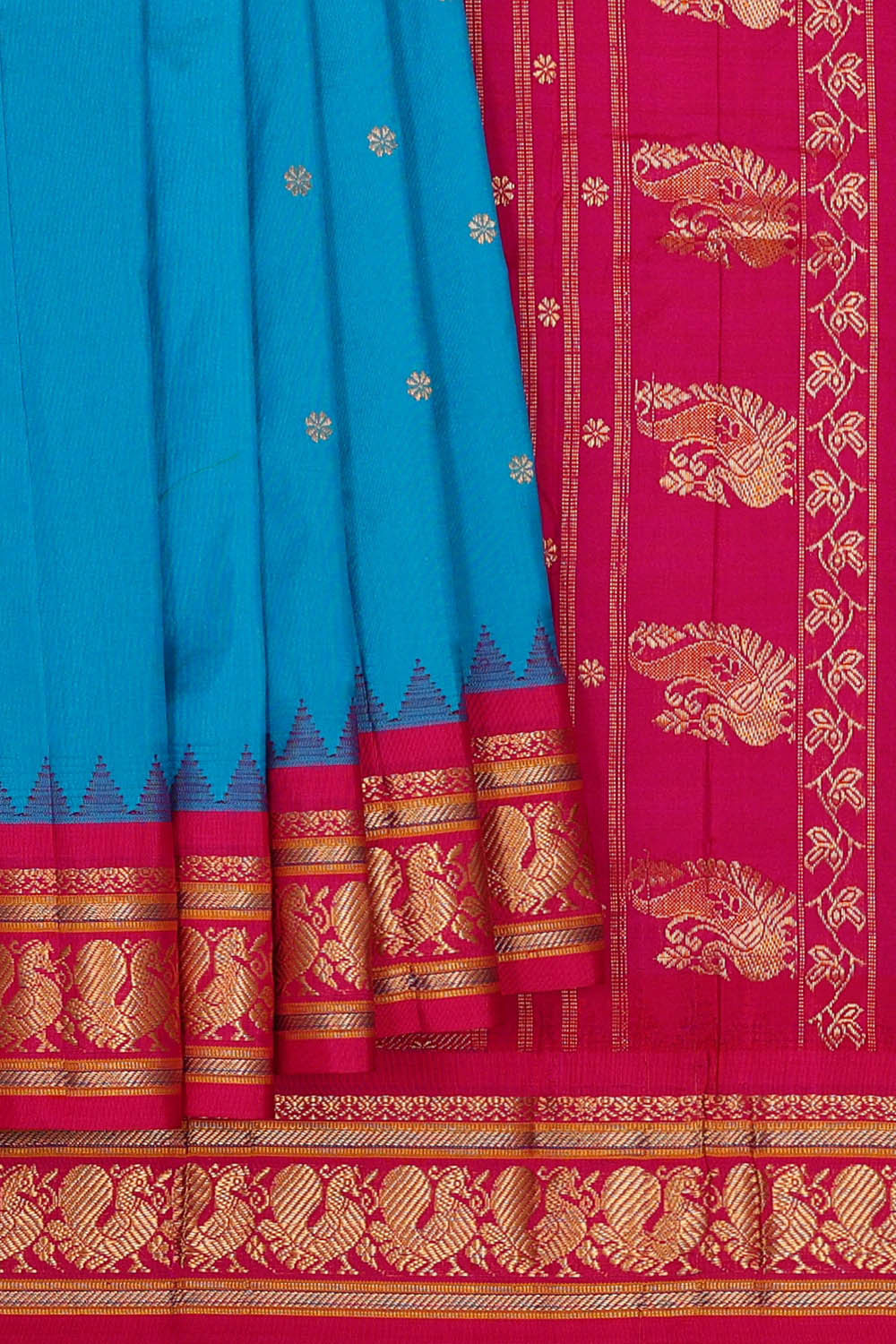 Image of Narayanpet Silk Sky Blue Saree